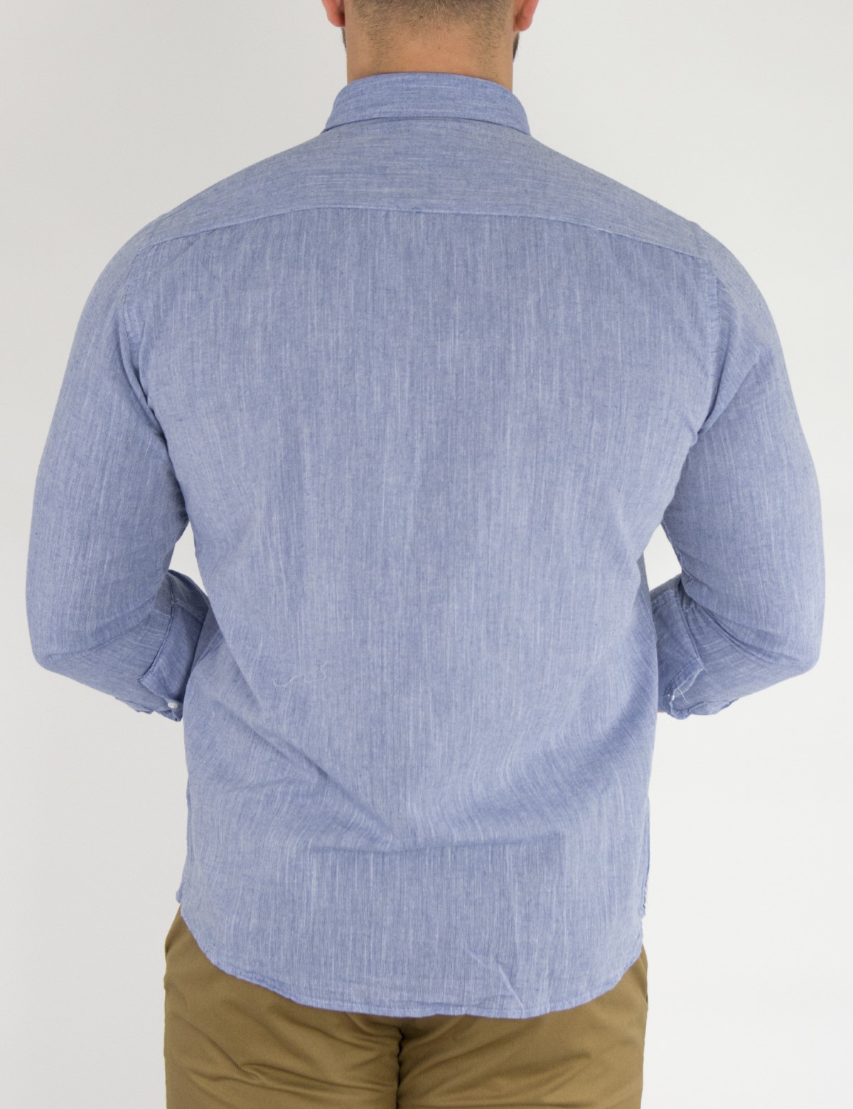 Ανδρικό μπλε μονόχρωμο πουκάμισο SL65 φωτογραφία